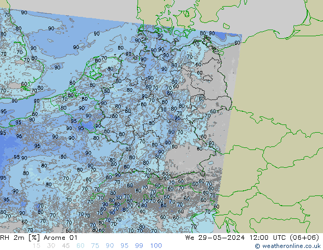 RH 2m Arome 01 We 29.05.2024 12 UTC