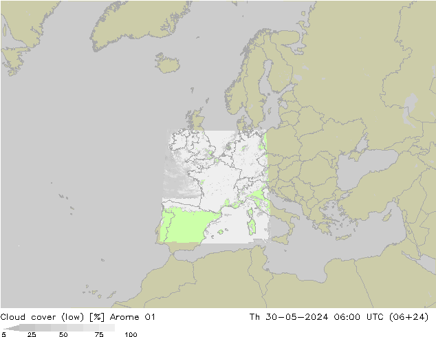 облака (низкий) Arome 01 чт 30.05.2024 06 UTC