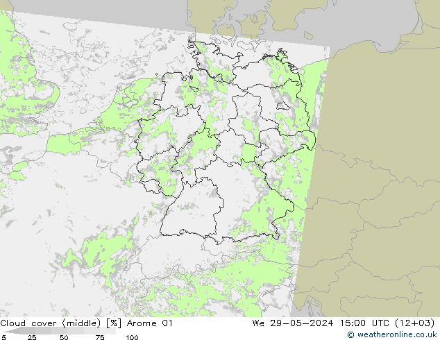 Bewolking (Middelb.) Arome 01 wo 29.05.2024 15 UTC