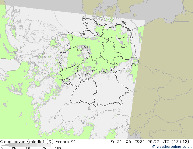 Nuages (moyen) Arome 01 ven 31.05.2024 06 UTC