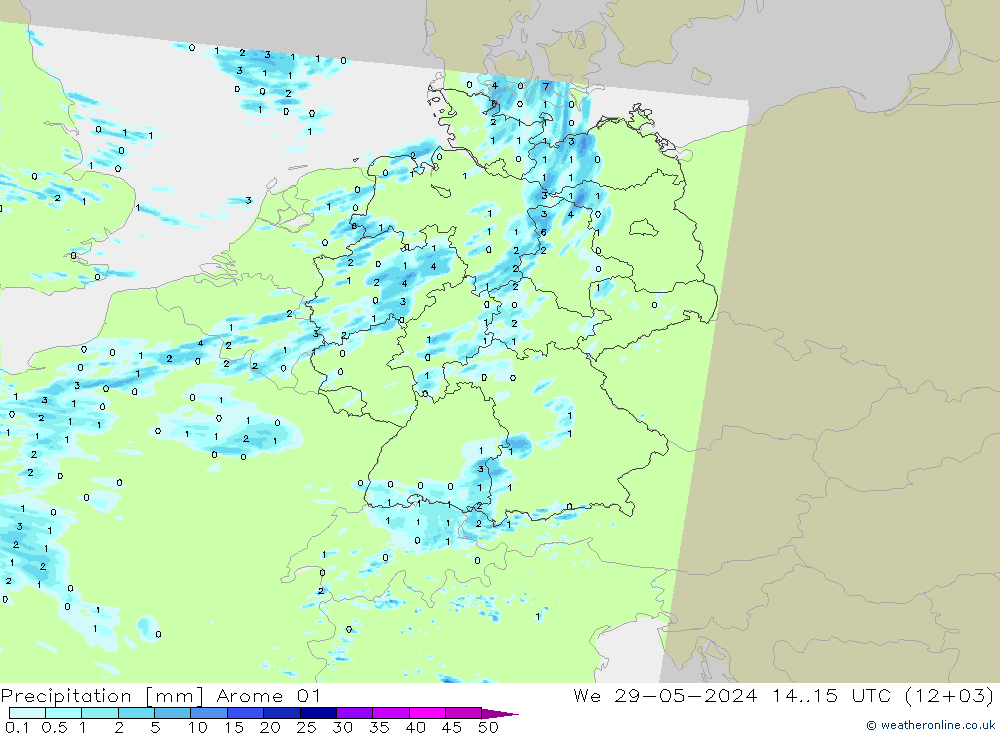 precipitação Arome 01 Qua 29.05.2024 15 UTC