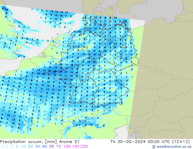 Nied. akkumuliert Arome 01 Do 30.05.2024 00 UTC