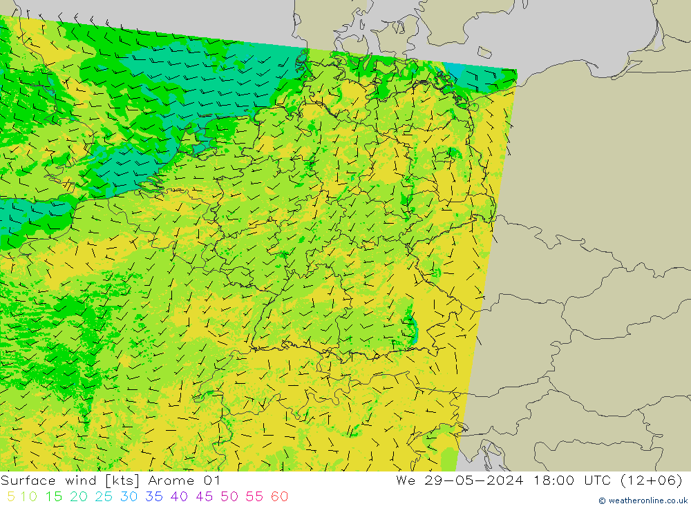 Bodenwind Arome 01 Mi 29.05.2024 18 UTC