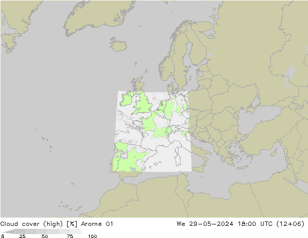 zachmurzenie (wysokie) Arome 01 śro. 29.05.2024 18 UTC