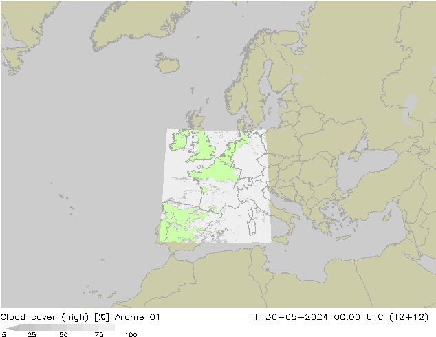 Wolken (hohe) Arome 01 Do 30.05.2024 00 UTC