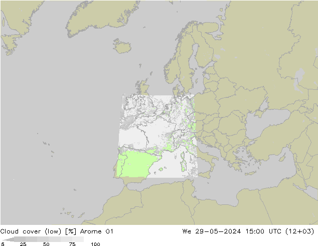 Wolken (tief) Arome 01 Mi 29.05.2024 15 UTC