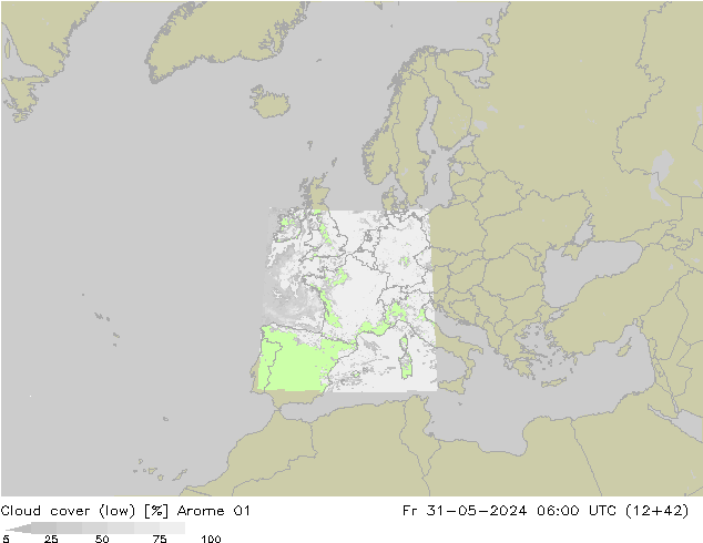 Nuages (bas) Arome 01 ven 31.05.2024 06 UTC