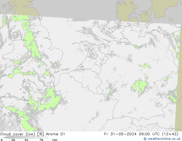Nuages (bas) Arome 01 ven 31.05.2024 06 UTC