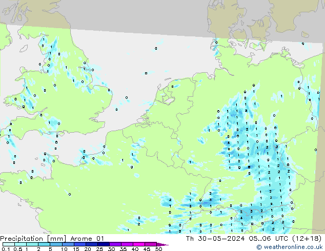 Precipitation Arome 01 Th 30.05.2024 06 UTC