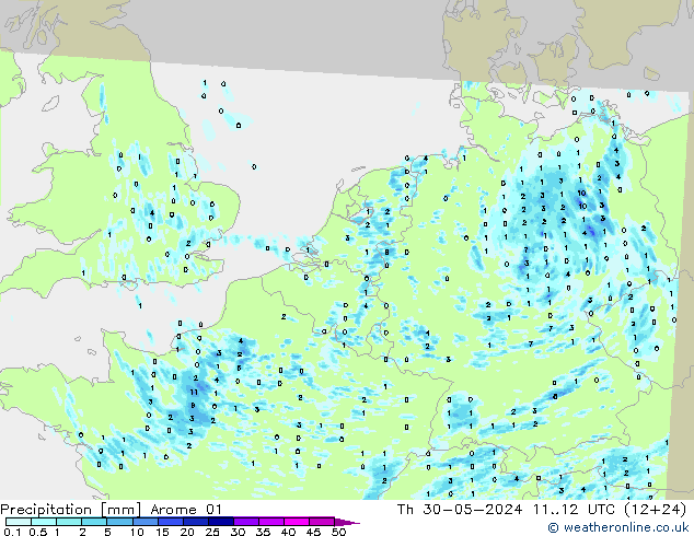 Neerslag Arome 01 do 30.05.2024 12 UTC