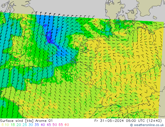 ветер 10 m Arome 01 пт 31.05.2024 06 UTC