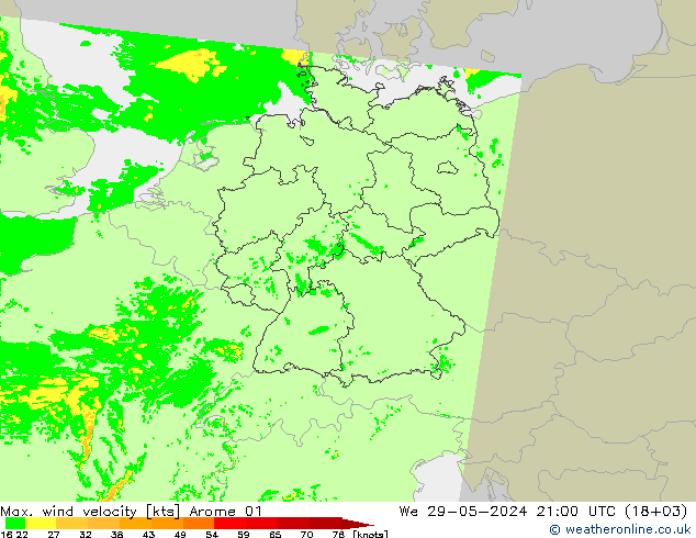 Windböen Arome 01 Mi 29.05.2024 21 UTC