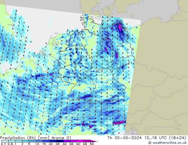 Yağış (6h) Arome 01 Per 30.05.2024 18 UTC