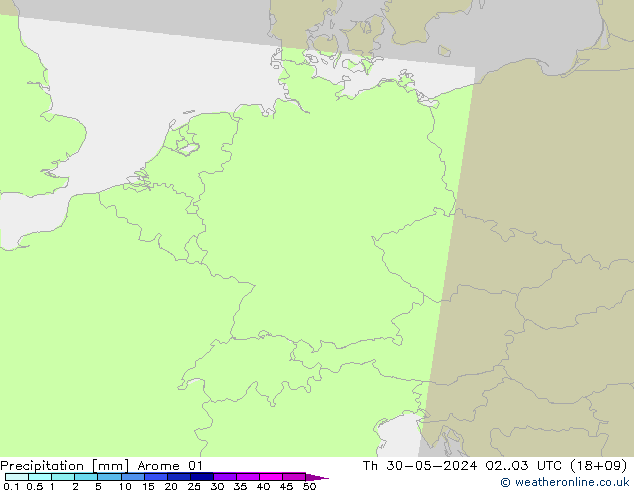 precipitação Arome 01 Qui 30.05.2024 03 UTC