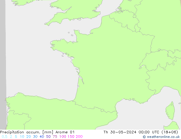 Précipitation accum. Arome 01 jeu 30.05.2024 00 UTC