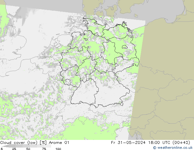 Nuages (bas) Arome 01 ven 31.05.2024 18 UTC