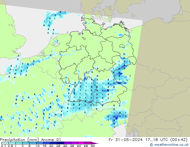 Precipitación Arome 01 vie 31.05.2024 18 UTC