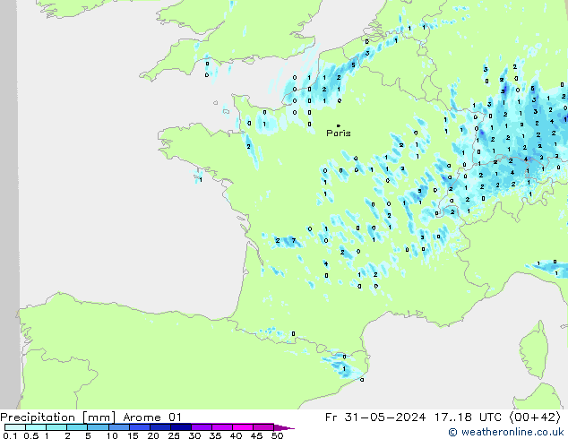 precipitação Arome 01 Sex 31.05.2024 18 UTC