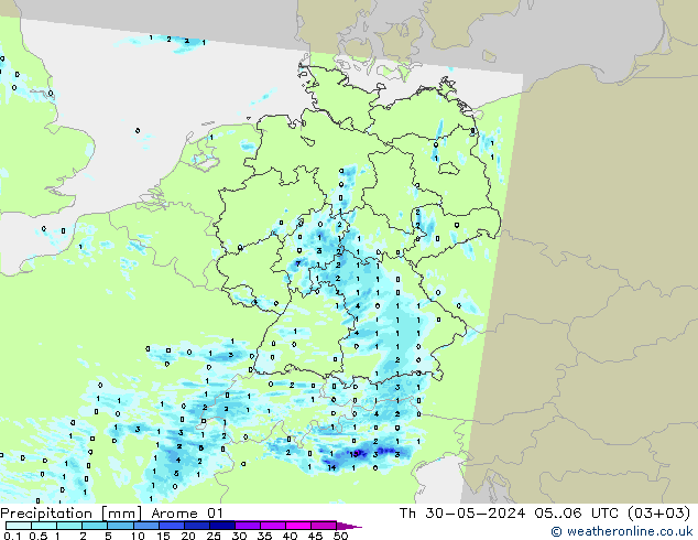 осадки Arome 01 чт 30.05.2024 06 UTC