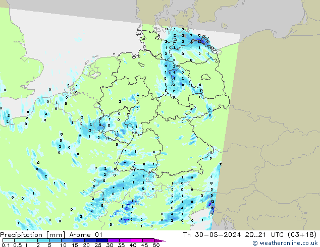 Precipitación Arome 01 jue 30.05.2024 21 UTC