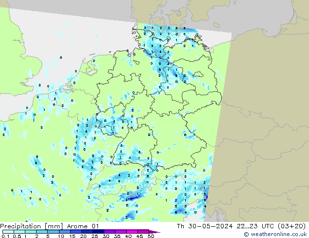 Srážky Arome 01 Čt 30.05.2024 23 UTC