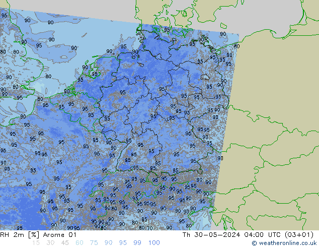 RH 2m Arome 01  30.05.2024 04 UTC