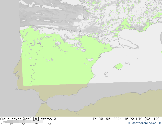 zachmurzenie (niskie) Arome 01 czw. 30.05.2024 15 UTC