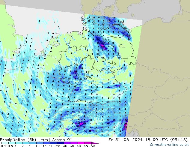 Nied. akkumuliert (6Std) Arome 01 Fr 31.05.2024 00 UTC