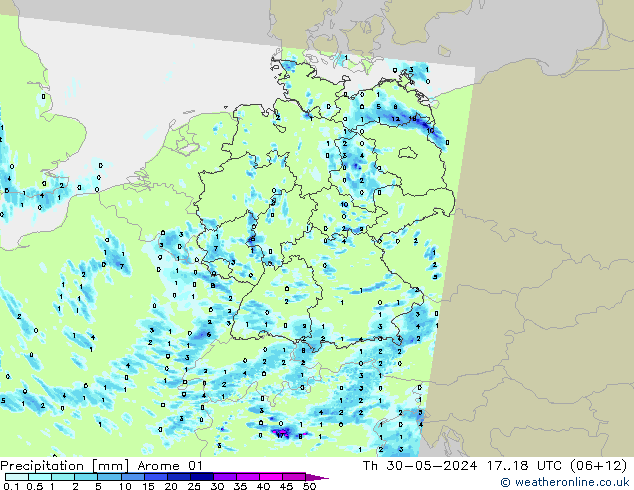 Neerslag Arome 01 do 30.05.2024 18 UTC