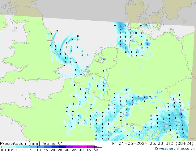 precipitação Arome 01 Sex 31.05.2024 06 UTC