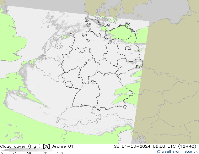 nuvens (high) Arome 01 Sáb 01.06.2024 06 UTC