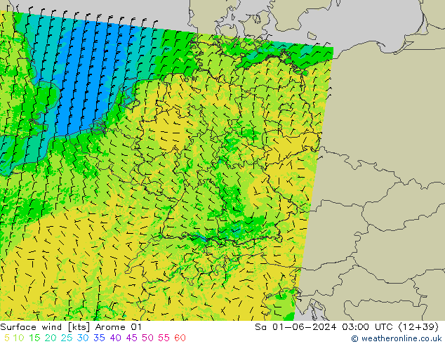 Surface wind Arome 01 Sa 01.06.2024 03 UTC