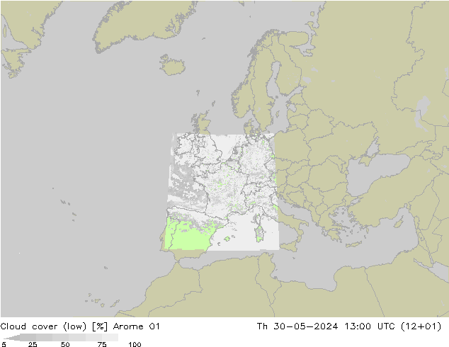 Bulutlar (düşük) Arome 01 Per 30.05.2024 13 UTC