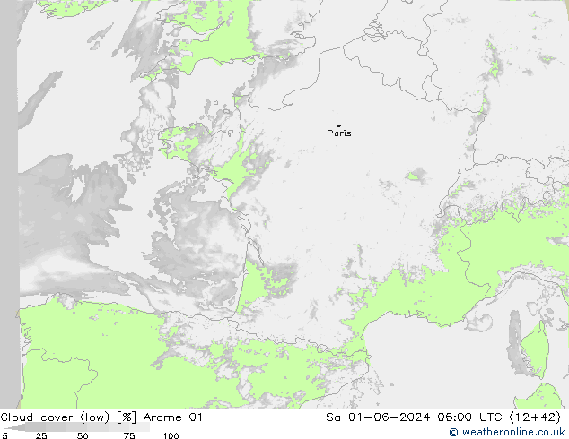 Nubi basse Arome 01 sab 01.06.2024 06 UTC