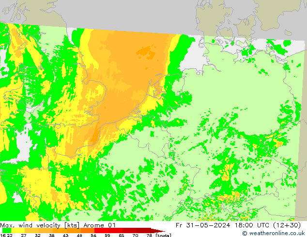 Windböen Arome 01 Fr 31.05.2024 18 UTC