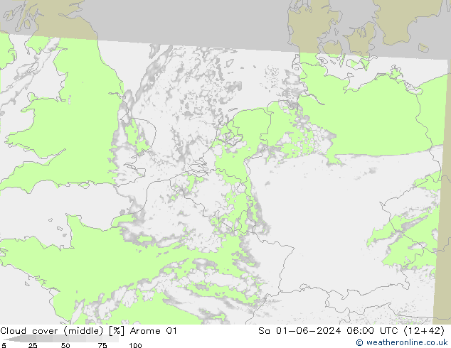 oblačnosti uprostřed Arome 01 So 01.06.2024 06 UTC