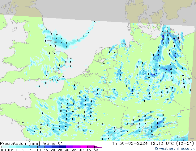 precipitação Arome 01 Qui 30.05.2024 13 UTC