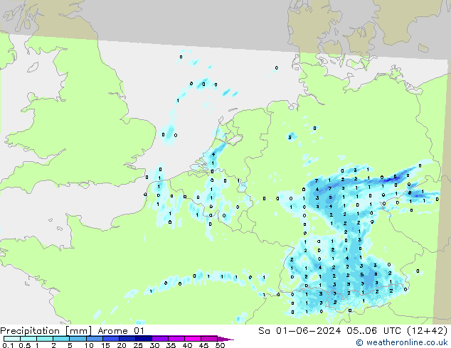 Precipitation Arome 01 Sa 01.06.2024 06 UTC