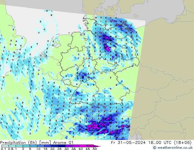 Yağış (6h) Arome 01 Cu 31.05.2024 00 UTC