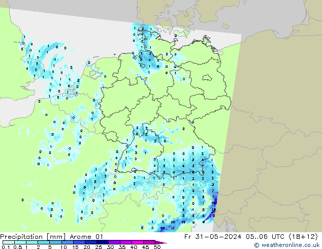 Precipitation Arome 01 Fr 31.05.2024 06 UTC