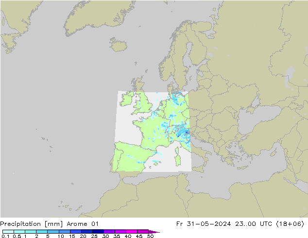 降水 Arome 01 星期五 31.05.2024 00 UTC