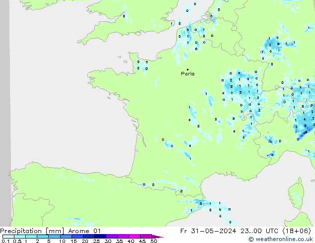 Niederschlag Arome 01 Fr 31.05.2024 00 UTC