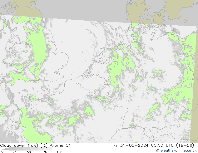 Wolken (tief) Arome 01 Fr 31.05.2024 00 UTC