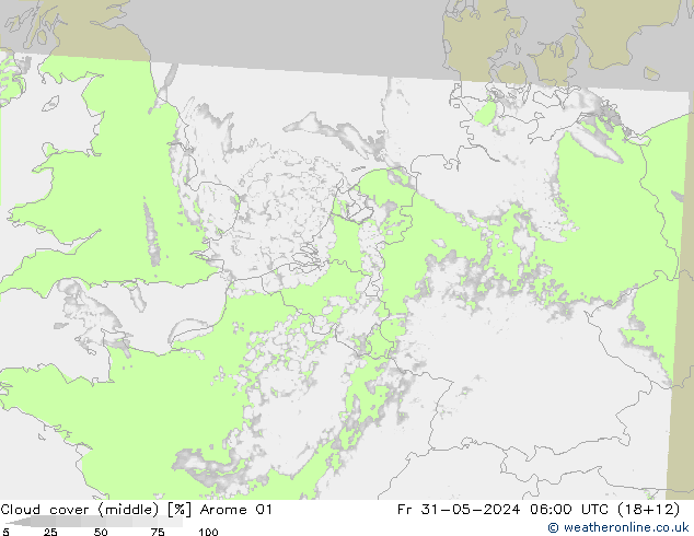 Nubi medie Arome 01 ven 31.05.2024 06 UTC