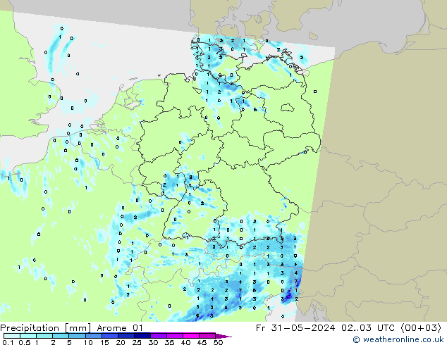 Yağış Arome 01 Cu 31.05.2024 03 UTC