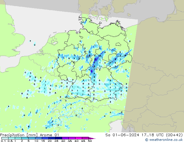 Neerslag Arome 01 za 01.06.2024 18 UTC