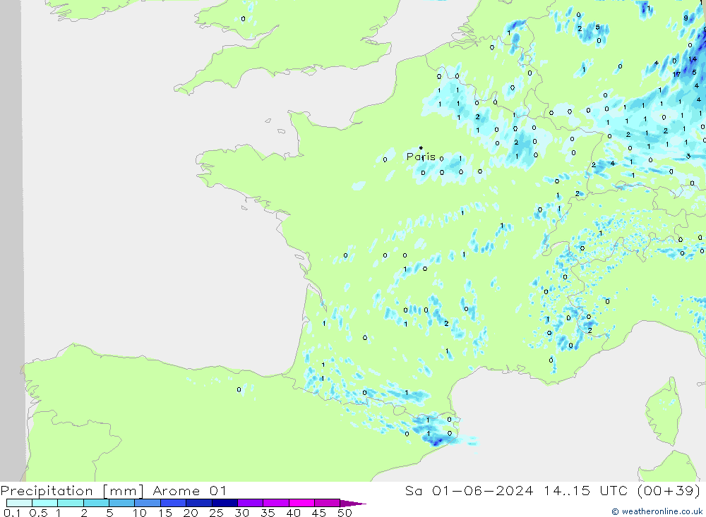 Precipitation Arome 01 Sa 01.06.2024 15 UTC