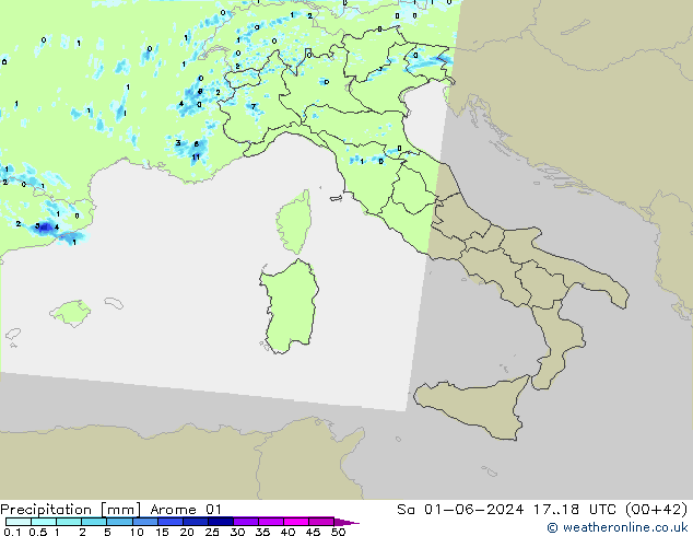 Precipitazione Arome 01 sab 01.06.2024 18 UTC
