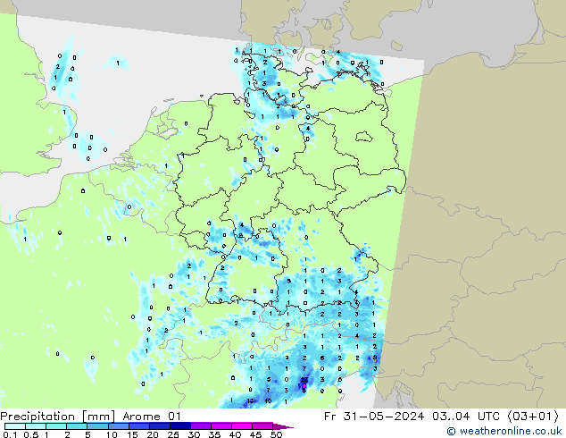 Precipitation Arome 01 Fr 31.05.2024 04 UTC
