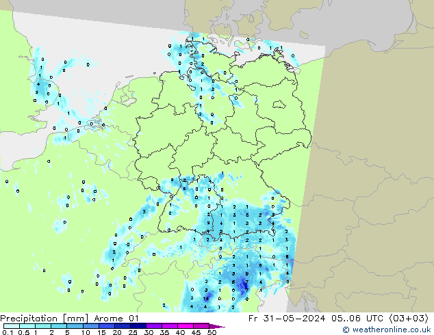 Yağış Arome 01 Cu 31.05.2024 06 UTC